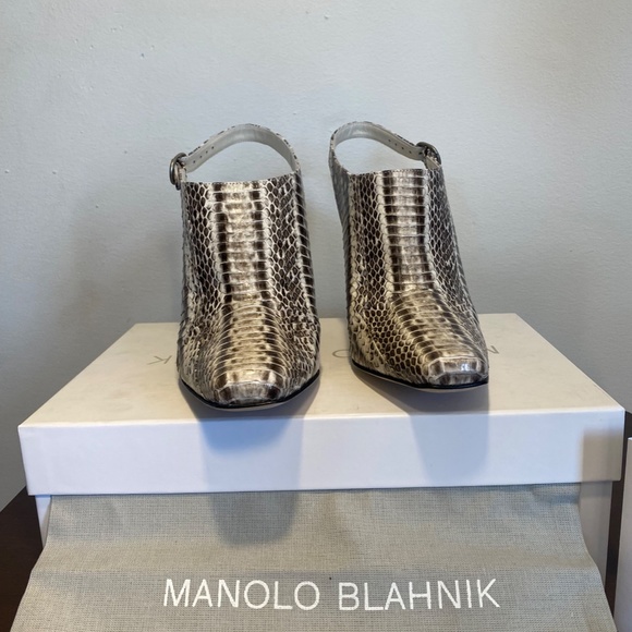 Manolo Blahnik size 37 (size 7 USA) Matilda Snake Slingbacks - Picture 3 of 13